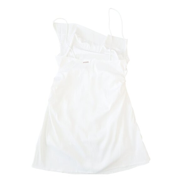Maniere De Voir NWT White Satin Ruched Side Rope Mini Dress Sze 14 Clubwear Sexy - Picture 5 of 12
